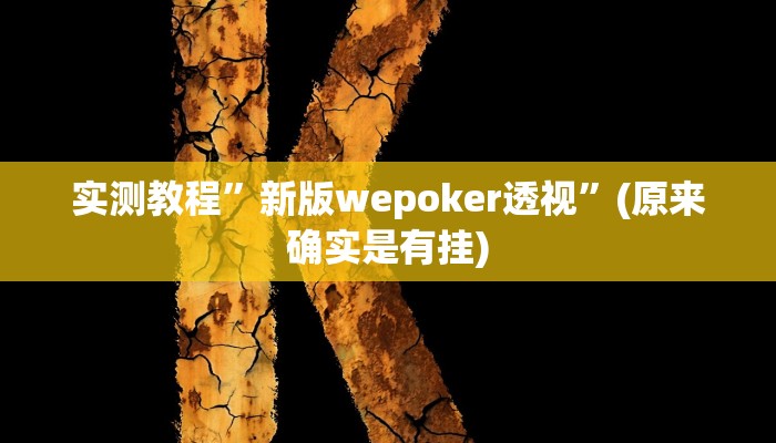 实测教程”新版wepoker透视”(原来确实是有挂)