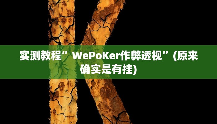 实测教程”WePoKer作弊透视”(原来确实是有挂)