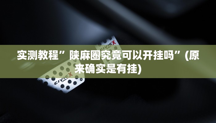 实测教程”陕麻圈究竟可以开挂吗”(原来确实是有挂)