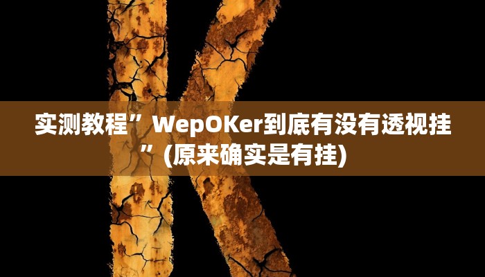 实测教程”WepOKer到底有没有透视挂”(原来确实是有挂)