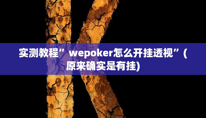 实测教程”wepoker怎么开挂透视”(原来确实是有挂)