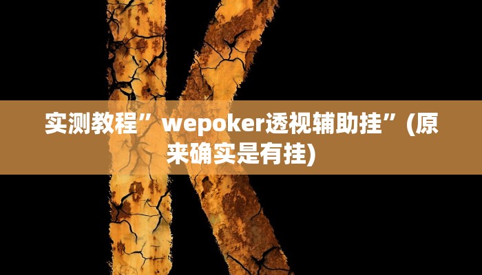 实测教程”wepoker透视辅助挂”(原来确实是有挂)
