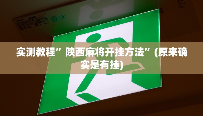 实测教程”陕西麻将开挂方法”(原来确实是有挂)