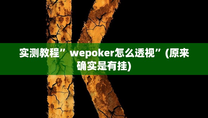 实测教程”wepoker怎么透视”(原来确实是有挂)