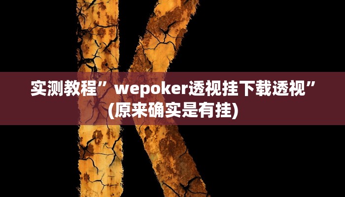 实测教程”wepoker透视挂下载透视”(原来确实是有挂)