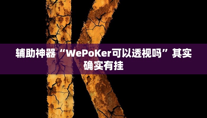 辅助神器“WePoKer可以透视吗”其实确实有挂