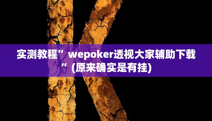 实测教程”wepoker透视大家辅助下载”(原来确实是有挂)