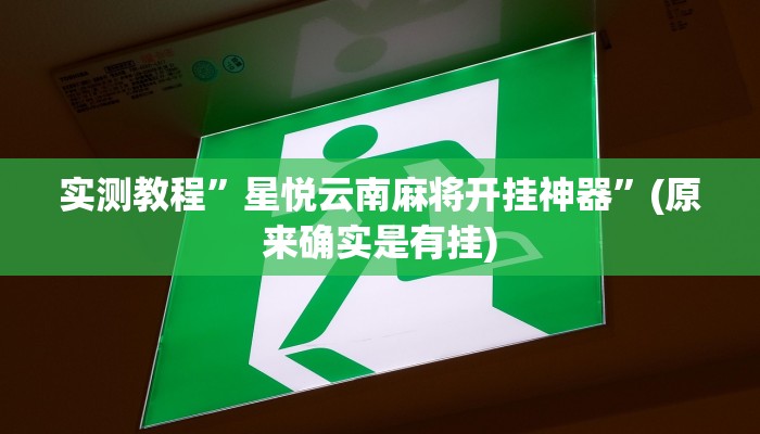 实测教程”星悦云南麻将开挂神器”(原来确实是有挂)