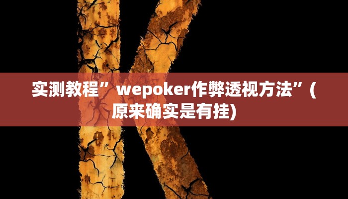 实测教程”wepoker作弊透视方法”(原来确实是有挂)
