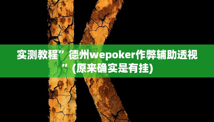 实测教程”德州wepoker作弊辅助透视”(原来确实是有挂)