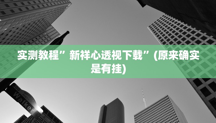 实测教程”新祥心透视下载”(原来确实是有挂)