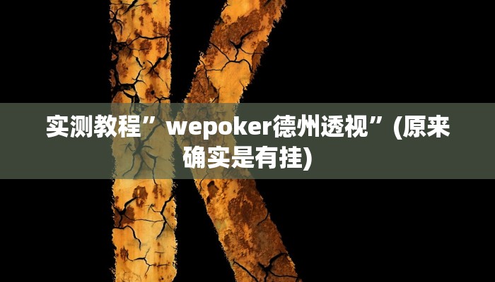 实测教程”wepoker德州透视”(原来确实是有挂)