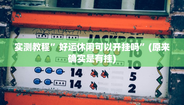 实测教程”好运休闲可以开挂吗”(原来确实是有挂)