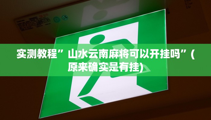 实测教程”山水云南麻将可以开挂吗”(原来确实是有挂)