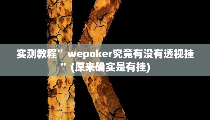 实测教程”wepoker究竟有没有透视挂”(原来确实是有挂)