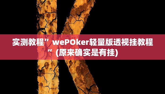 实测教程”wePOker轻量版透视挂教程”(原来确实是有挂)