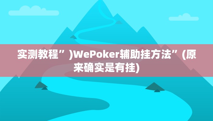 实测教程”)WePoker辅助挂方法”(原来确实是有挂)