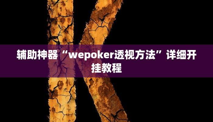 辅助神器“wepoker透视方法”详细开挂教程