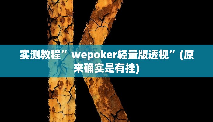 实测教程”wepoker轻量版透视”(原来确实是有挂)
