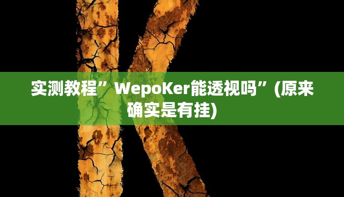 实测教程”WepoKer能透视吗”(原来确实是有挂)
