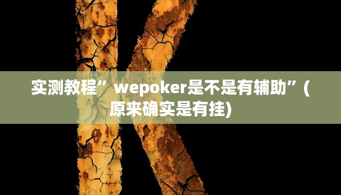 实测教程”wepoker是不是有辅助”(原来确实是有挂)