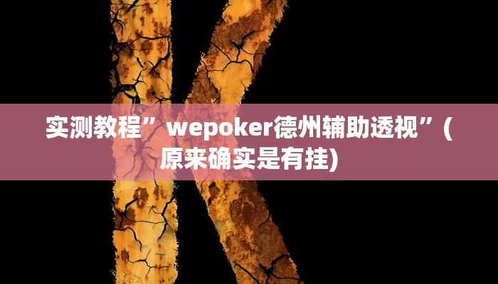 实测教程”wepoker德州辅助透视”(原来确实是有挂)