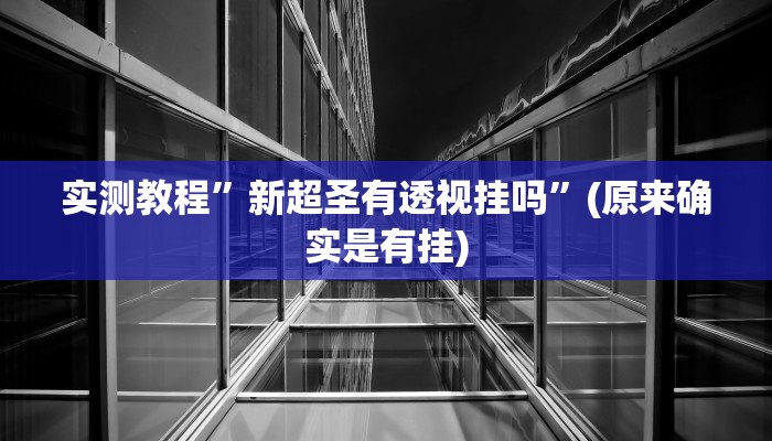 实测教程”新超圣有透视挂吗”(原来确实是有挂)