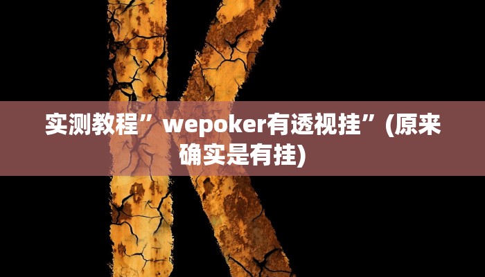 实测教程”wepoker有透视挂”(原来确实是有挂)