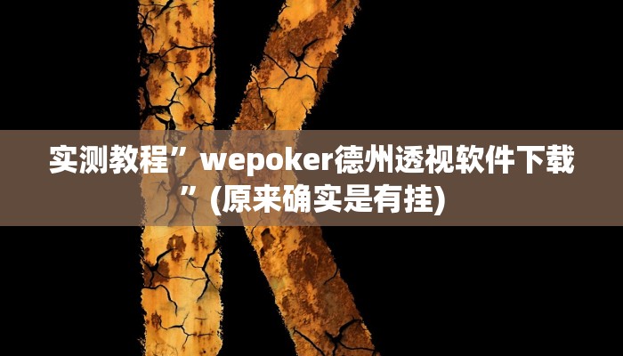 实测教程”wepoker德州透视软件下载”(原来确实是有挂)