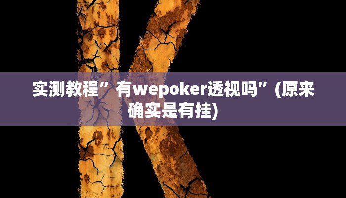 实测教程”有wepoker透视吗”(原来确实是有挂)