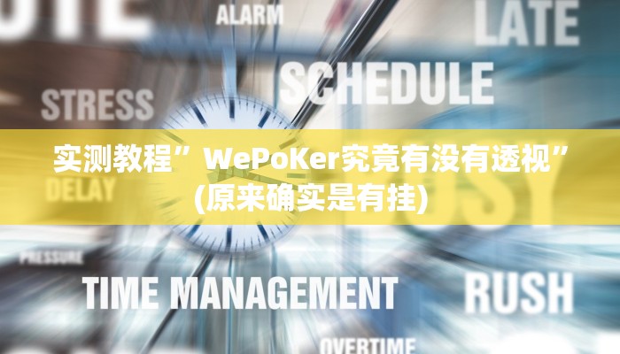 实测教程”WePoKer究竟有没有透视”(原来确实是有挂)