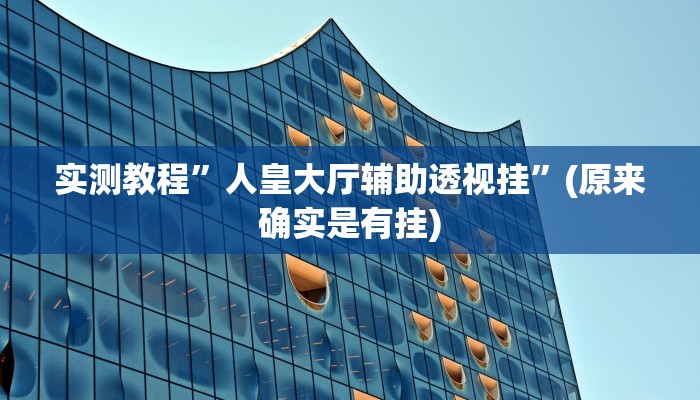 实测教程”人皇大厅辅助透视挂”(原来确实是有挂)