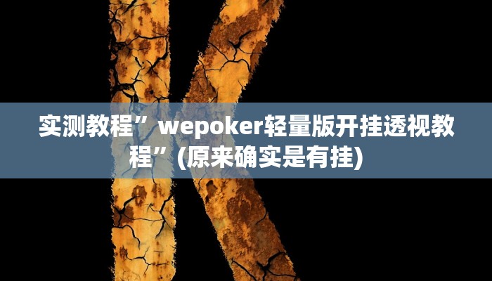 实测教程”wepoker轻量版开挂透视教程”(原来确实是有挂)