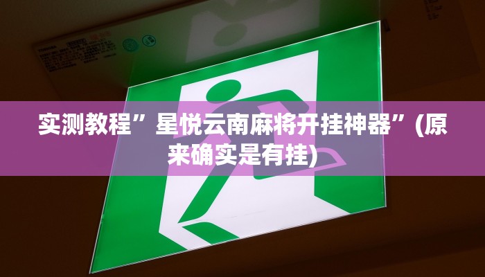 实测教程”星悦云南麻将开挂神器”(原来确实是有挂)