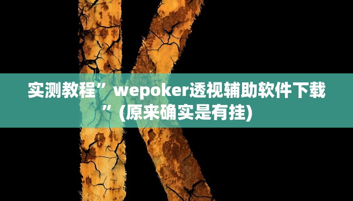 实测教程”wepoker透视辅助软件下载”(原来确实是有挂)