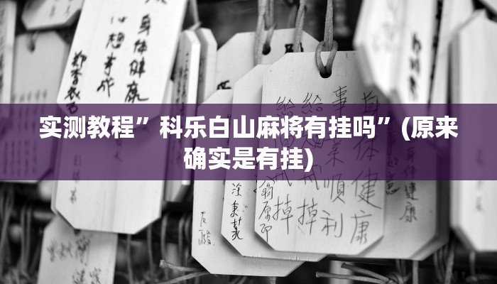 实测教程”科乐白山麻将有挂吗”(原来确实是有挂)