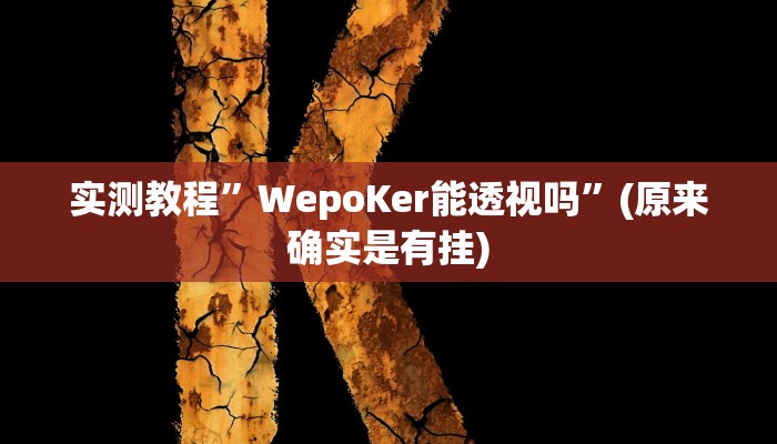 实测教程”WepoKer能透视吗”(原来确实是有挂)