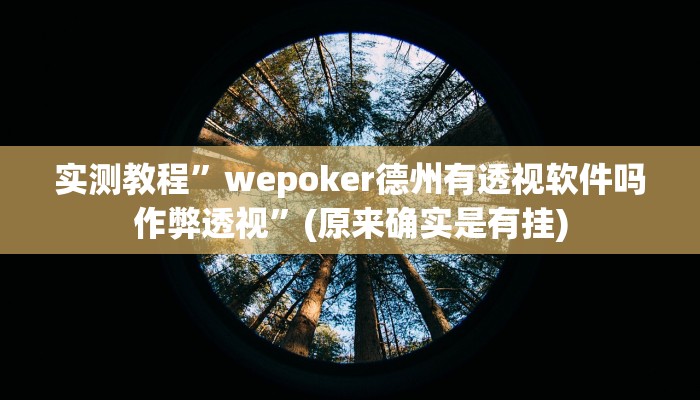 实测教程”wepoker德州有透视软件吗作弊透视”(原来确实是有挂)