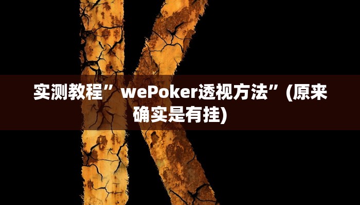 实测教程”wePoker透视方法”(原来确实是有挂)