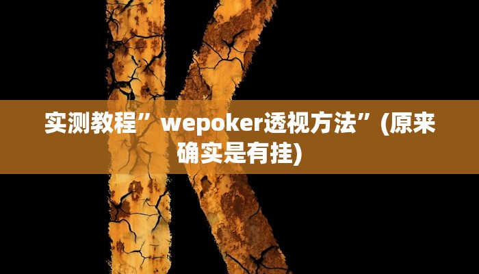 实测教程”wepoker透视方法”(原来确实是有挂)