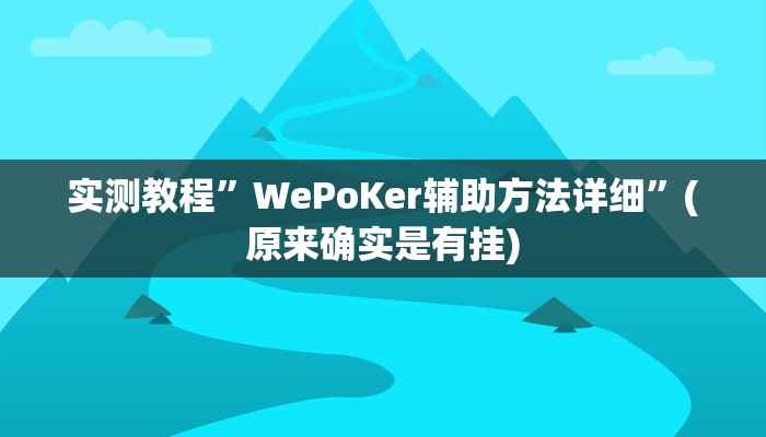 实测教程”WePoKer辅助方法详细”(原来确实是有挂)