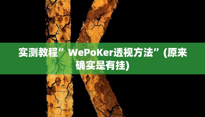 实测教程”WePoKer透视方法”(原来确实是有挂)