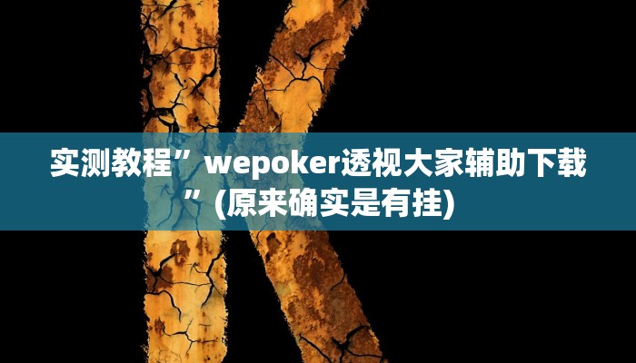 实测教程”wepoker透视大家辅助下载”(原来确实是有挂)