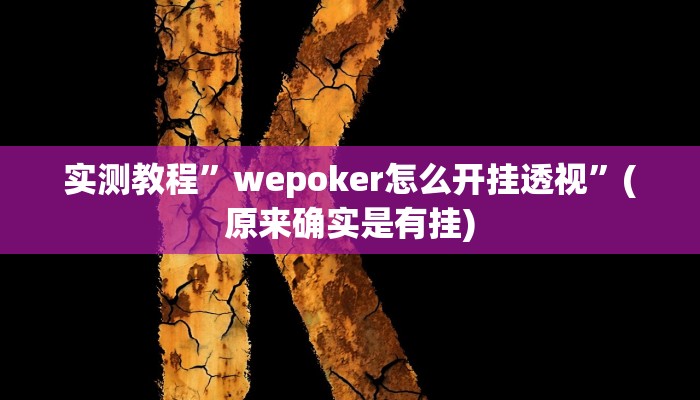 实测教程”wepoker怎么开挂透视”(原来确实是有挂)
