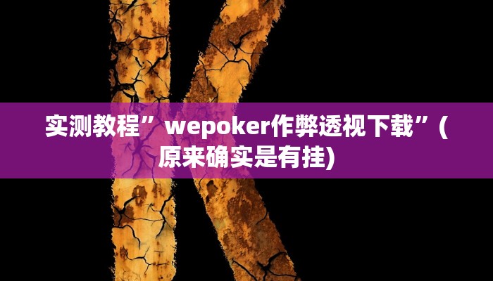 实测教程”wepoker作弊透视下载”(原来确实是有挂)