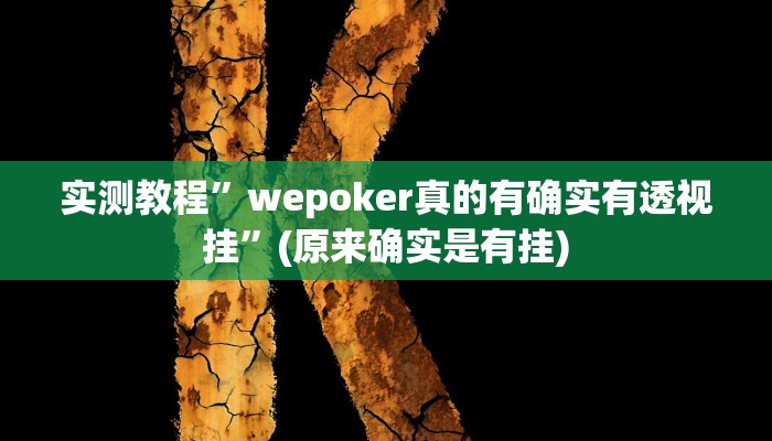 实测教程”wepoker真的有确实有透视挂”(原来确实是有挂)