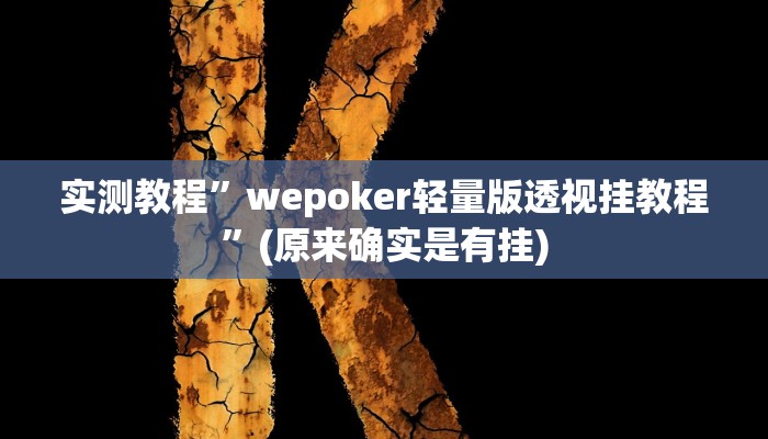 实测教程”wepoker轻量版透视挂教程”(原来确实是有挂)