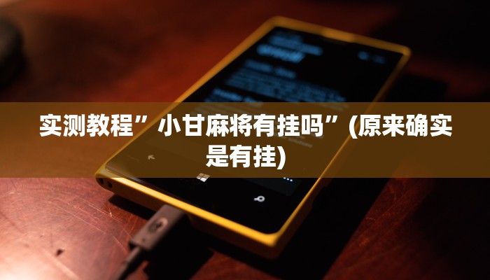 实测教程”小甘麻将有挂吗”(原来确实是有挂)