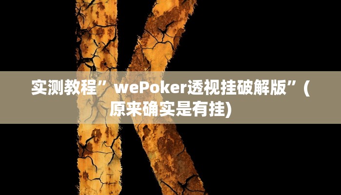 实测教程”wePoker透视挂破解版”(原来确实是有挂)
