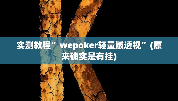 实测教程”wepoker轻量版透视”(原来确实是有挂)